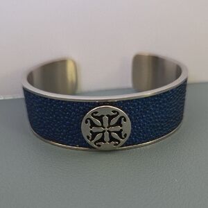 Rustic Cuff Blue and Silver Women's Bracelet